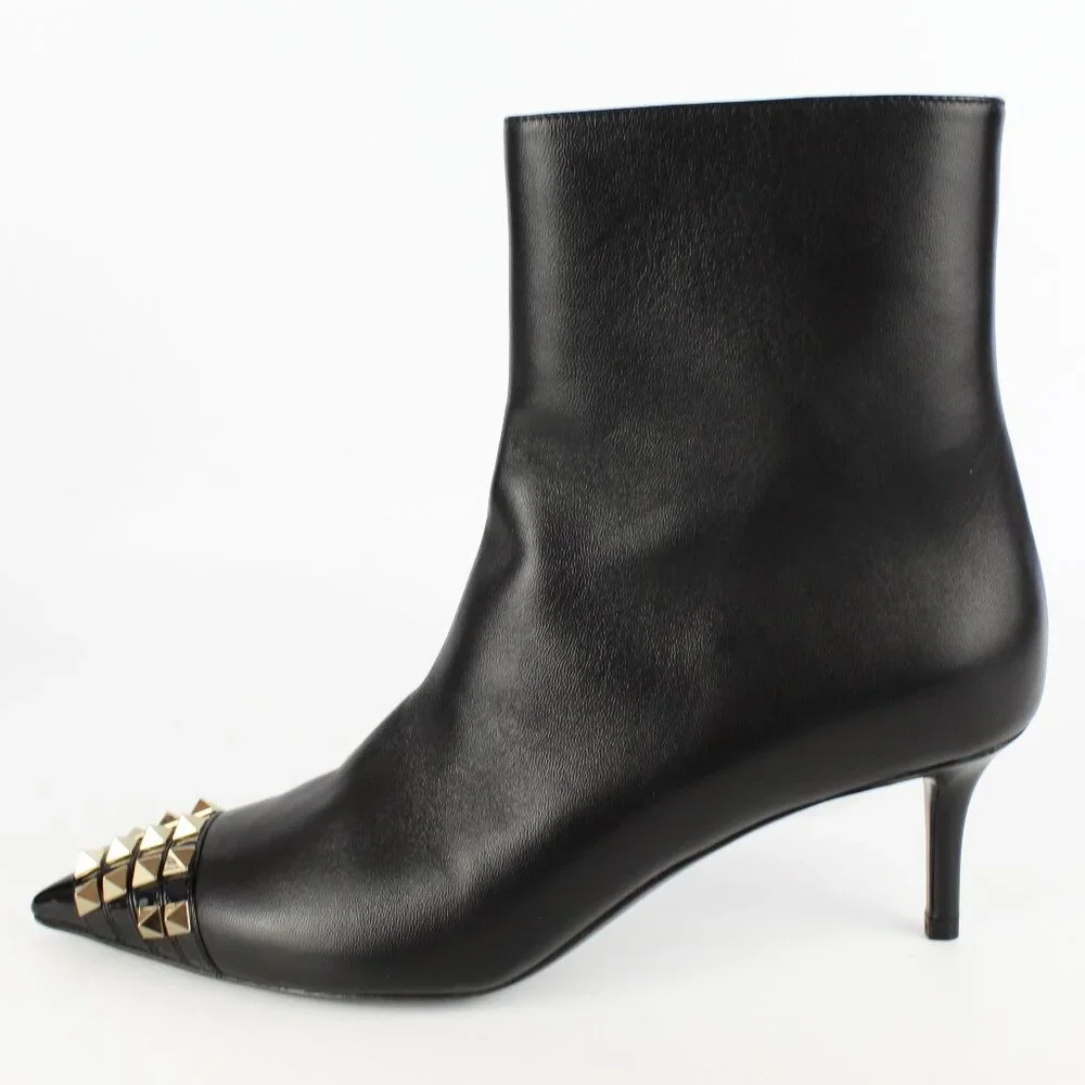 NEW Valentino Rockstud Pointed Ankle Boot – Sleek Kitten Heel w Studded Toe Edge